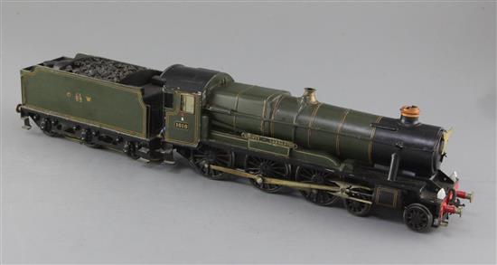 An Eames of Reading 4-6-0 County Class GW locomotive and tender, Bonds motor, number 1010, green livery, overall 46cm